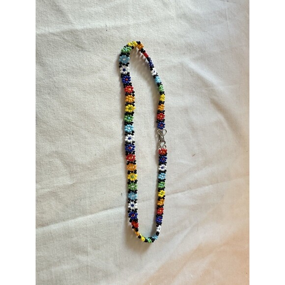 VTG 12”Daisy/Flower Chain Beaded Necklace Multicolor Flower Necklace - Picture 1 of 5